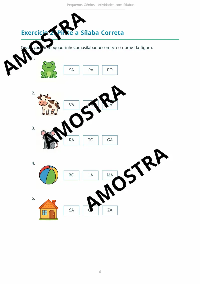Página 2 do e-book — exercício de caça-sílabas